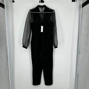 NWT, BCB Generation Shear Black Jumper back zipper Black Sheer Sleeves sz 6